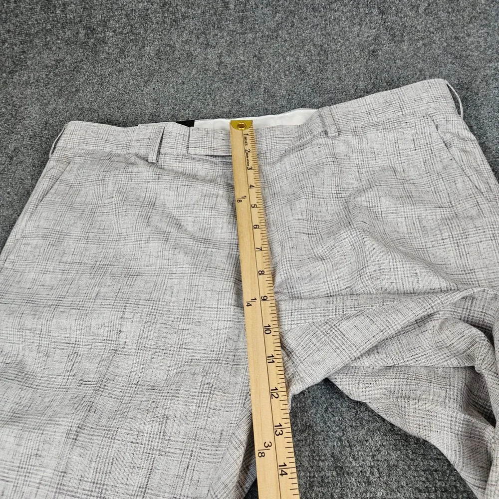 Moss London Slim Fit Trousers Grey Glen Check Dress Pants 36R NWT